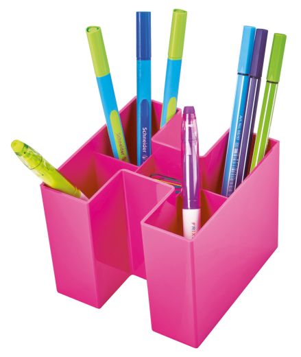 HAN Schreibtischköcher BRAVO – ein echter Blickfang: trendy, hochglänzend und erweiterbar mit 5 Fächern, pink, 17455-56